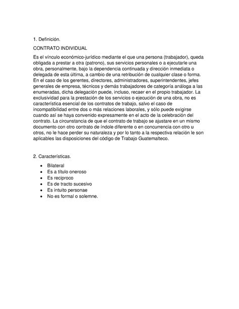 Contrato Individual De Trabajo Definici N Contrato Individual Es El