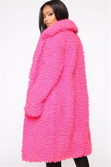 All About Me Fuzzy Coat Hot Pink Fuzzy Coat Fashion Fashion Nova