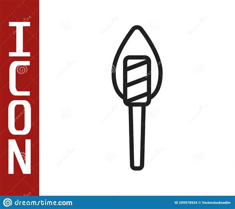 Black Line Torch Flame Icon Isolated On White Background Symbol Fire