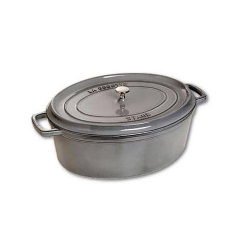 Cocotte ovale 41 cm en fonte émaillée gris graphite Fondamentales Staub