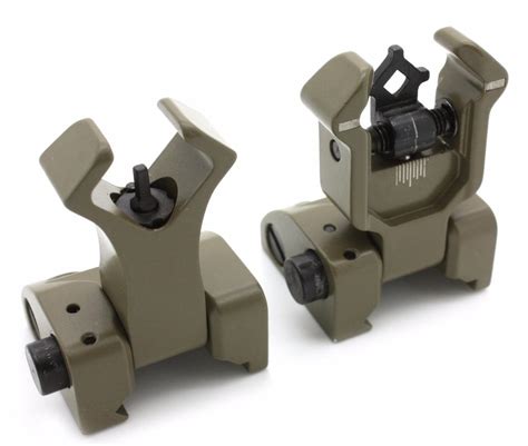 Premium Tactical Diamond Aperture Flip Up Front Rear Iron Sights Set Buis Fde Ebay