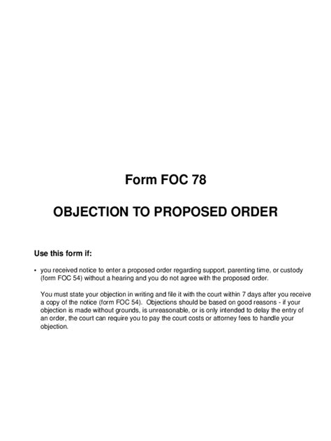 Fillable Online Sample Objection To Proposed Order Fill Out Sign