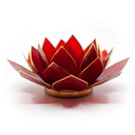 Photophore Lotus Rouge Er Chakra Contours Dor S Zenvol Vente En Gros