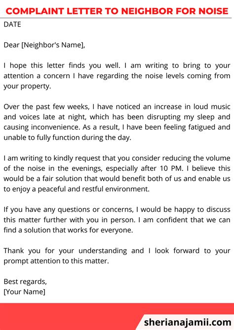 Complaint Letter To Neighbor For Noise 2025 Guide Free Samples