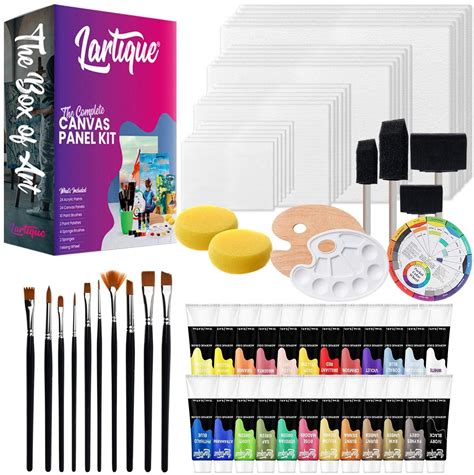 Lartique Painting Supplies, Acrylic Paint Set with 24 Canvas Boards for ...