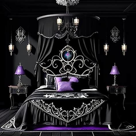 Beautiful Gothic Bedroom With Black Walls And Gothic Black Bed Andblack