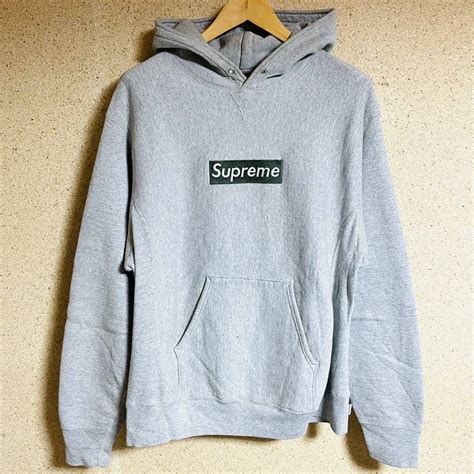 激レア Supreme Box Logo Pullover Hooded Sweatshirt Heather Grey Green L