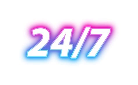 Neon Sign 24 7 Non Stop Glowing In Blue And Pink Light 18748156 Png