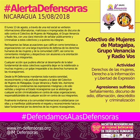 Alertadefensoras Nicaragua Discurso De Odio Difamaci N Y