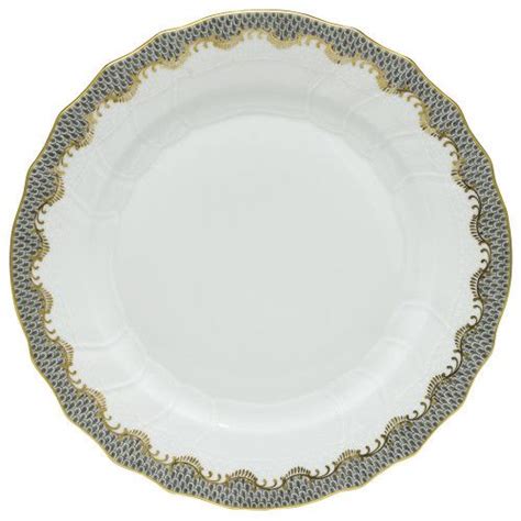 Herend White With Gray Border Dinner Plate In D Dinnerware Grey