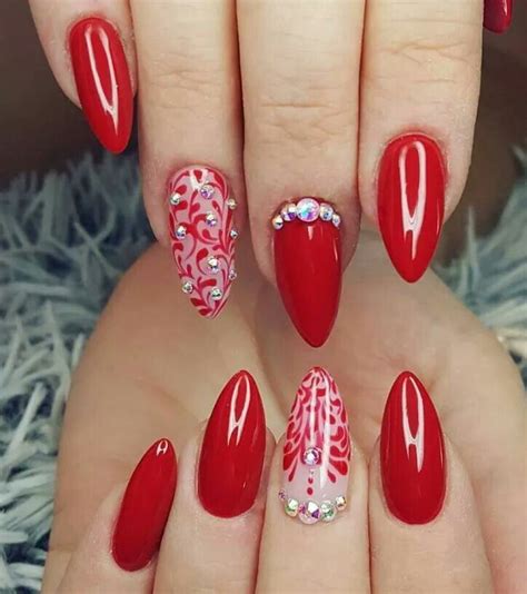 Lady In Red Gel Nails Shape Almond Shape Nails Almond Acrylic Nails