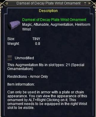 Damsel Of Decay Plate Wrist Ornament Items EverQuest ZAM