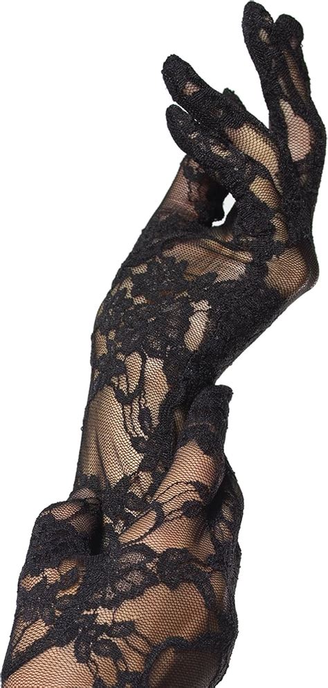 Leg Avenue Women S Stretch Lace Elbow Length Gloves Black One Size Clothing