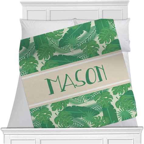 Tropical Leaves 2 Fleece Blanket Twin Full 80x60 Double Sided