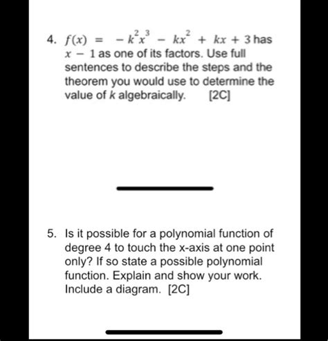 Solved 4 F X Kx Kx Kx 3 Has X 1 As One Of Its