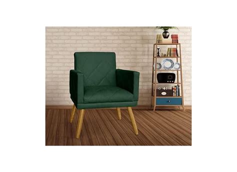 Poltrona Estofada Para Sal O De Beleza Livia Suede Verde Dl Decor