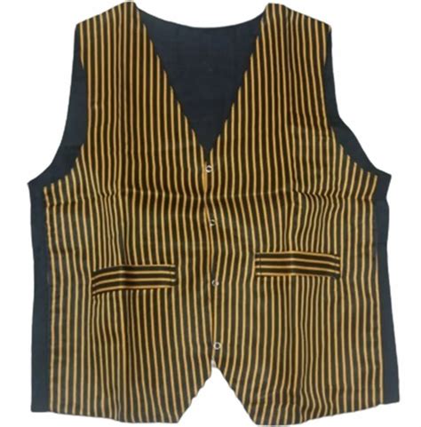 Cotton Black And Yellow Waiter Uniform Waistcoat Size Medium At Rs