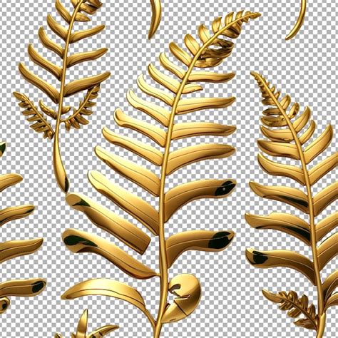 Premium Psd Gold Fern Leaf Transparent Background