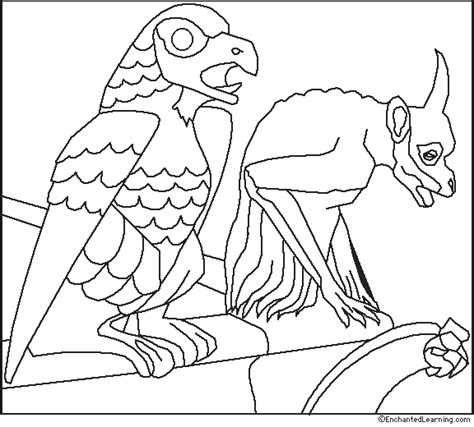 Notre Dame Gargoyles Coloring Page: EnchantedLearning.com