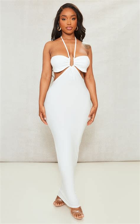 Shape White Ring Detail Cut Out Maxi Dress Shape Prettylittlething Usa