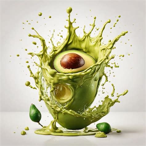 Premium Photo Dynamic Avocado Juice Splash With Slices