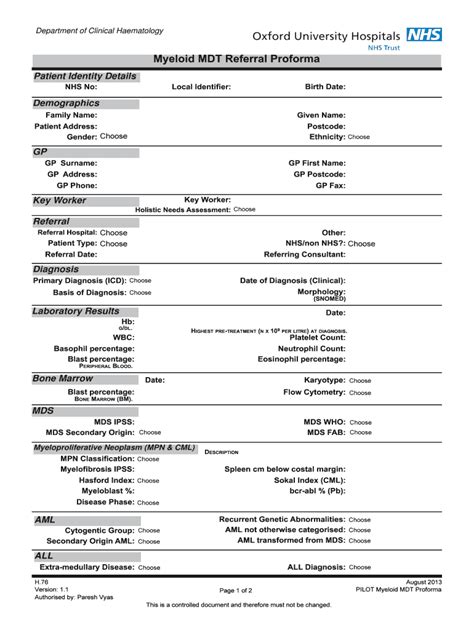 Fillable Online Nssg Oxford Haematology Org Myeloid Mdt Referral