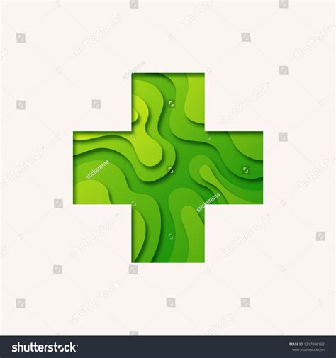 Stylized Green Cross Symbol Paper Cut 库存插图 1217806192 Shutterstock