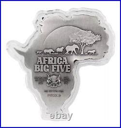 2022 Chad 1oz Silver Big Five Big 5 Africa Shaped High Relief Antique