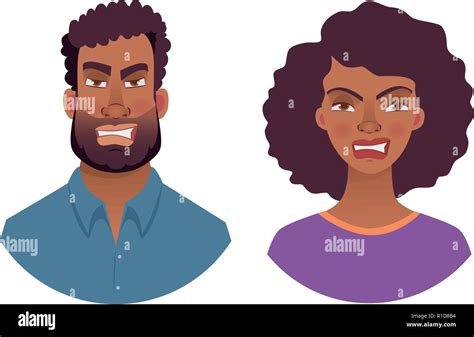 Portrait Of African Man And Woman Emotions Of African American Woman