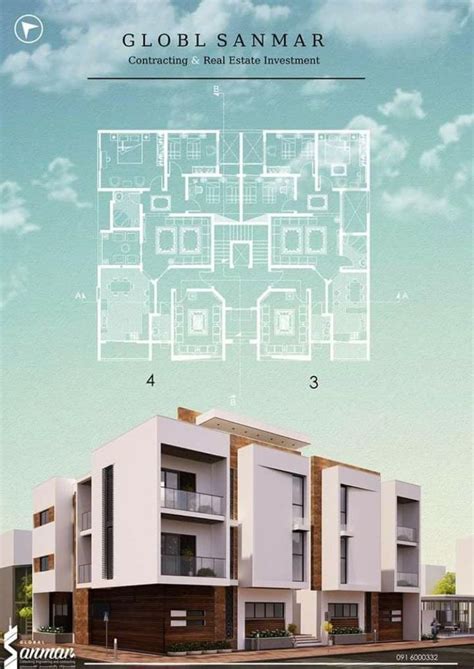 An Architectural Rendering Of A Three Story Apartment Building