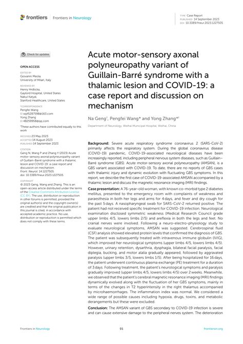 Pdf Acute Motor Sensory Axonal Polyneuropathy Variant Of Guillain