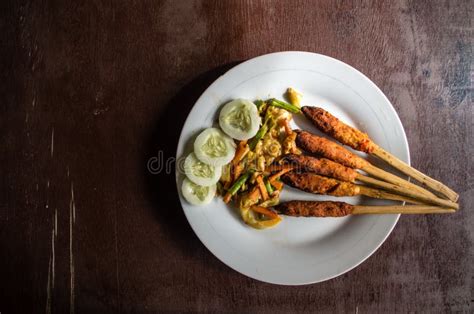 Indonesian Dish Lombok: Sate Pusut Marinated Meat Mix on Stick More Copy Space Left Stock Image ...