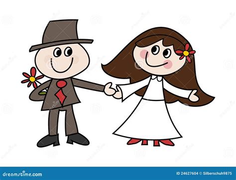 Cute Cartoon Wedding Couple Stock Vector - Illustration of festive, color: 24627604