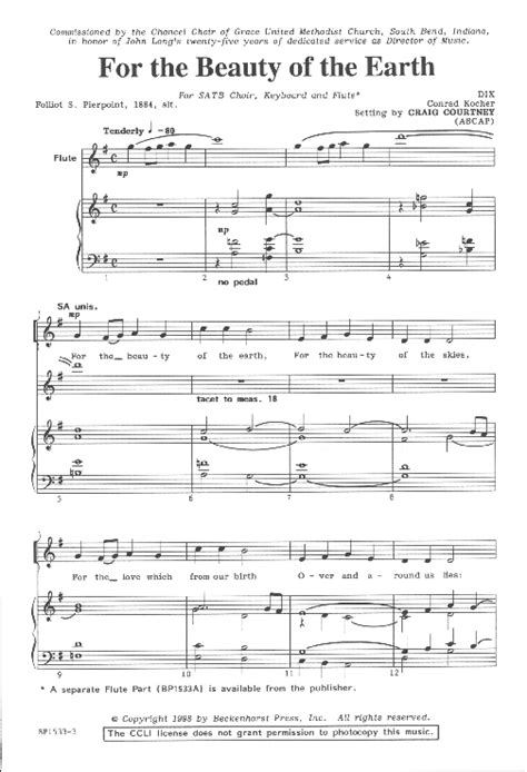 For The Beauty of The Earth Sheet Music by Craig Courtney (SKU: BP1533) - Stanton's Sheet Music