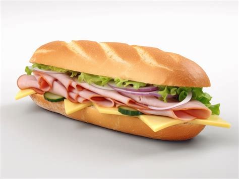 Premium Photo A Sub Sandwich With Meat Cheese And Vegetables On It