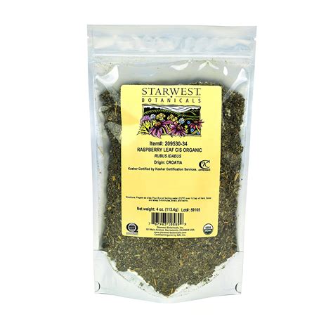 Starwest Botanicals Organic Red Raspberry Leaf Tea 1 Pound Bag Loose