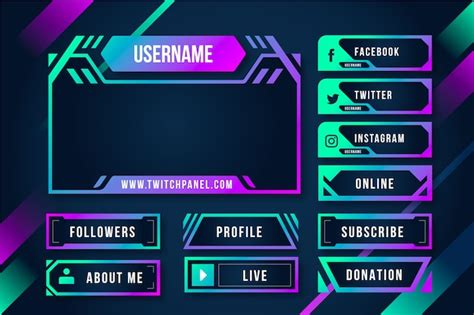 Paquete De Paneles Twitch De Colores Degradados Vector Gratis