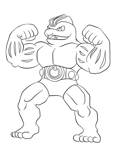 Machoke en Pokémon para colorear imprimir e dibujar ColoringOnly