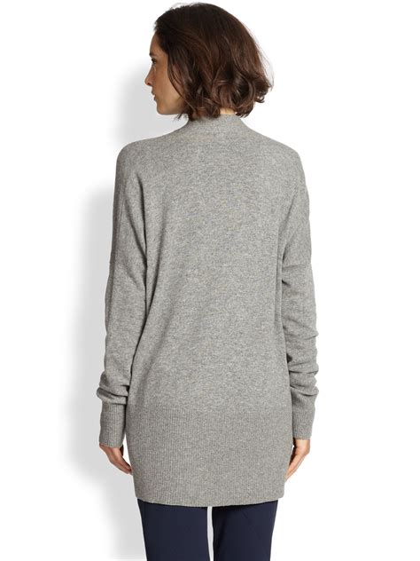 Lyst Vince Cashmere Cardigan In Gray