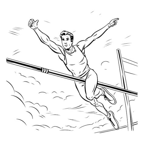 Premium Vector Hurdle Jump Black And White Vector Illustration Of A