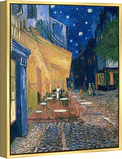 Wieco Art Gold Framed Cafe Terrace At Night By Van Gogh Modern