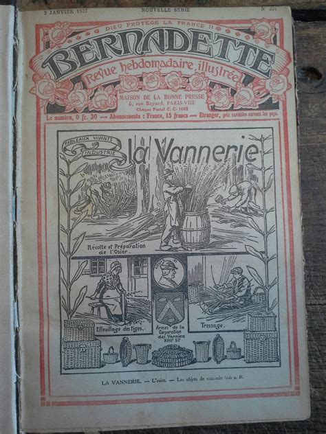 Bernadette Revue Hebdomadaire Illustrée Année Complète 1927 Du N° 201