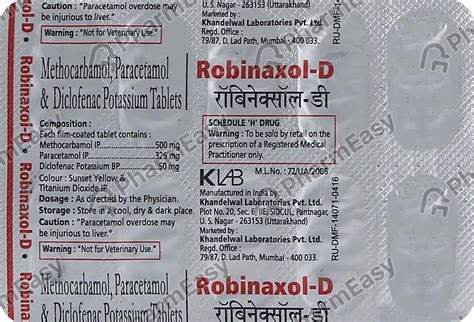 Robinaxol D Strip Of 10 Tablets Uses Side Effects Price And Dosage