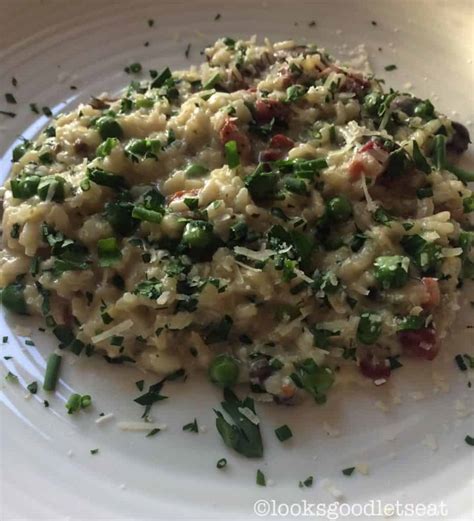 Pea Pancetta And Mushroom Risotto Looks Good Lets Eat