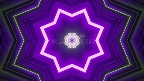 Vivid Neon Illumination With Star Shapes 4k Uhd 3d Illustration Stock