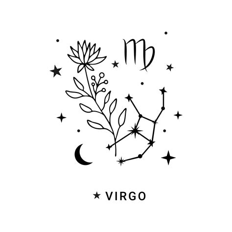 Premium Vector Virgo Constellation Zodiac Sign With Flower Moon And Stars