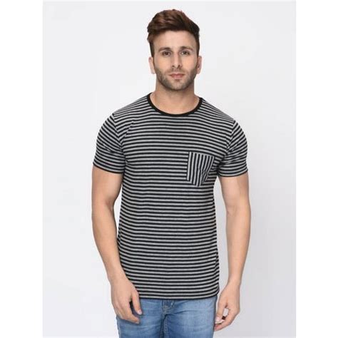 Hosiery Sinker Striped Men Half Sleeve T Shirt Size S Xxl At Rs 150