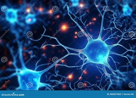 Striscione Della Cellula Nervosa Blu Sistema Neuronale Cerebrale Con