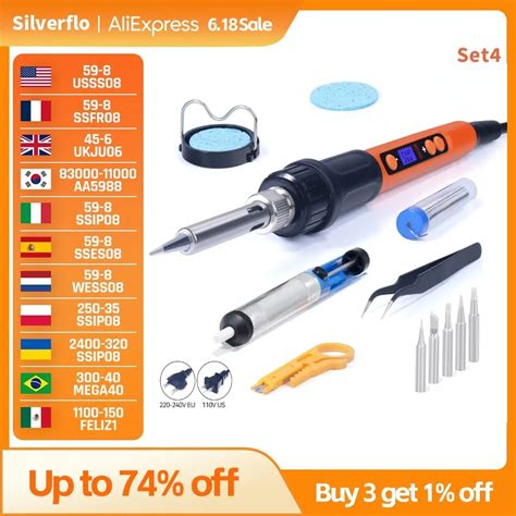 Silverflo Kit De Fer Souder Lectrique W Lcd Affichage Num Rique Temp