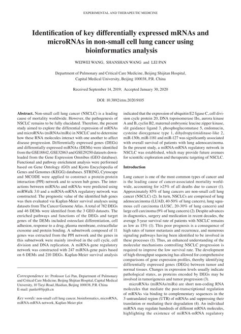 Pdf Identification Of Key Differentially Expressed Mrnas And